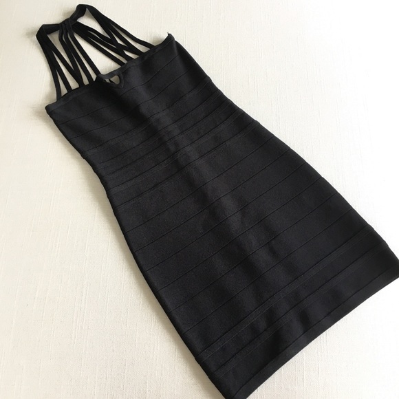 BEBE Bodycon Strappy Bandage Dress Black XS - Picture 4 of 8